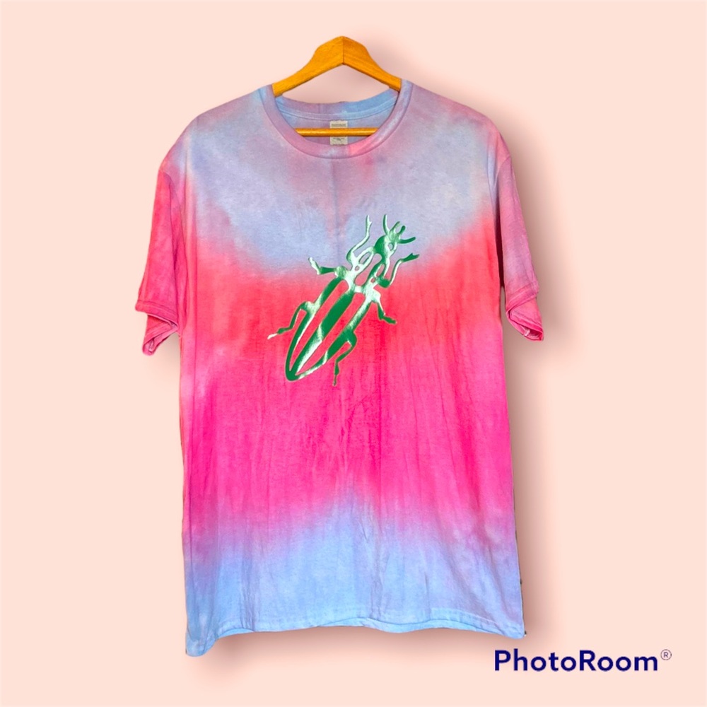 Giant Green Beetle Tie Dye Shirt Sz L